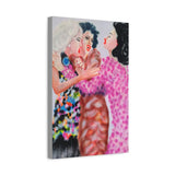 Angled side view of “After Third Prosecco” canvas print by Katrin Valgemäe, emphasizing the thickness and texture of the canvas material without a frame