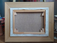 Back view of the wooden frame for “PatternWhisperer,” highlighting the craftsmanship and structure of the artwork