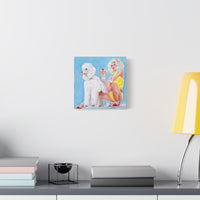 Canvas print Bitches & Poodles” by Katrin Valgemäe displayed on a white wall, enhancing minimalist decor