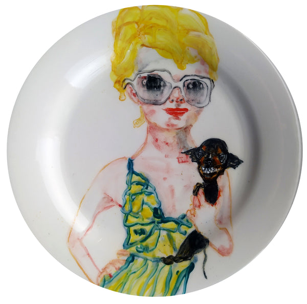 Porcelain plate "Chick with a Chihuahua"