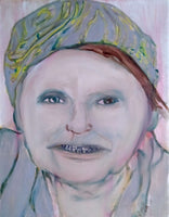 Close-up of the “Iron Teeth” painting, showcasing the intricate brushwork and expressive details