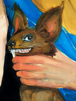 Close-up of the animal detail in “Femme Fiasco 3,” reflecting the playful fusion of nature and identity