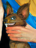 Close-up of the animal detail in “Femme Fiasco 3,” reflecting the playful fusion of nature and identity