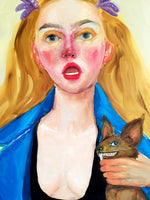 Close-up of the central figure in “Femme Fiasco 3,” highlighting exaggerated expressions and intricate details
