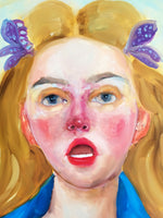 Detailed view of the upper section of “Femme Fiasco 3,” showcasing vibrant bows and delicate brushwork