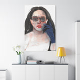 Elegant living space featuring “Blue Glove” canvas print, blending art and interior design seamlessly