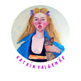 "Femme Fiasco” painting print with glitter-print logo women’s hoodie by Katrin Valgemäe