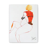 Front view of “Red Back” canvas print by Katrin Valgemäe, showcasing its striking and vivid artistic details