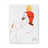 Front view of “Red Back” canvas print by Katrin Valgemäe, showcasing its striking and vivid artistic details