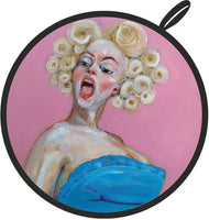 Full view of “Meta-Absinthe nr. 5” handmade pot holder by Katrin Valgemäe, featuring its bold and sophisticated design