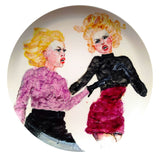 Full view of “Queens of Chaos 2,” a 24 cm porcelain plate with underglaze and porcelain painting by Katrin Valgemäe
