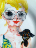 Porcelain plate "Chick with a Chihuahua"