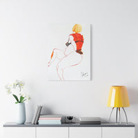 Large “Red Back” canvas print displayed on a white wall, creating a dramatic and elegant focal point