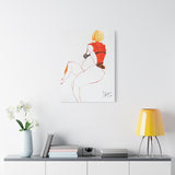 Large “Red Back” canvas print displayed on a white wall, creating a dramatic and elegant focal point