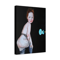 Large “Squid” canvas print on a light wall, creating an artistic focal point with vibrant detail.