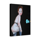 Large “Squid” canvas print on a light wall, creating an artistic focal point with vibrant detail.