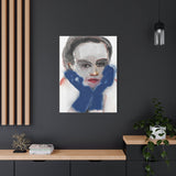 Medium “Blue Gloves” canvas print displayed on a dark wall, enhancing the ambiance with bold elegance