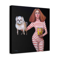Side angle of “Pedigree” canvas print, highlighting the craftsmanship of the sustainable pine wood frame
