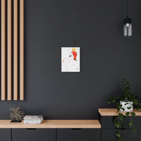 Small “Red Back” canvas print on a dark wall, adding a sophisticated contrast and vibrant pop of color