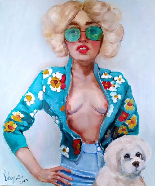 Painting "Chick with a Poodle"