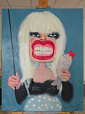 Painting "One chick is harassing another chick"