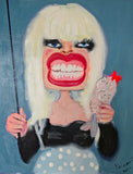 Painting "One chick is harassing another chick"