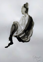 Front view of “Sketch 41” by Katrin Valgemäe, capturing the dynamic energy and expressive movement of the human form through ink on paper.