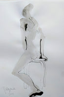 Front view of “Sketch 43” by Katrin Valgemäe, showcasing dynamic ink strokes that capture the essence and movement of the human form