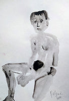 Front view of “Sketch 45” by Katrin Valgemäe, featuring dynamic acrylic strokes that capture the expressive movement and essence of the human form