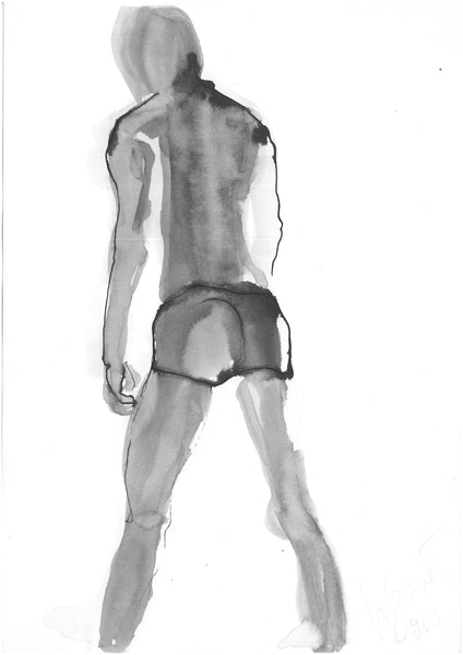Front view of “Sketch 8” by Katrin Valgemäe, capturing the dynamic and expressive ink strokes that portray the human form with vitality and movement