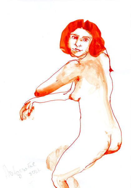 Full view of “Sketch 34” by Katrin Valgemäe, showcasing the dynamic ink and watercolor drawing