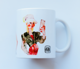 Side view of the ceramic mug “Selfie,” highlighting its unique art print by Katrin Valgemäe