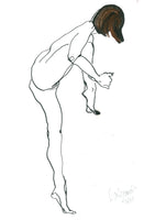 “Sketch 16” by Katrin Valgemäe, a 2021 ink on paper artwork, showcasing expressive and dynamic figurative strokes.