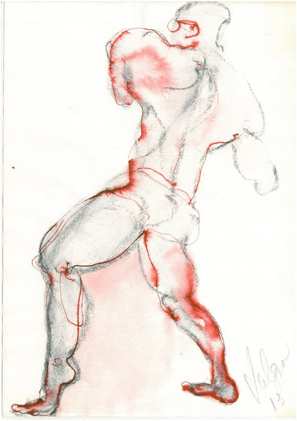 “Sketch 18” by Katrin Valgemäe, a 2013 ink and graphite artwork on thin paper, showcasing subtle textures and dynamic expression