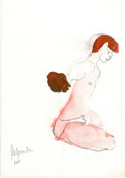 “Sketch 21” by Katrin Valgemäe, a 2013 ink and graphite artwork on thin paper, showcasing dynamic figurative strokes and artistic expression.