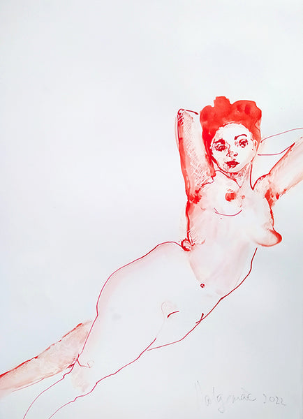 “Sketch 28” by Katrin Valgemäe, a 2022 ink on paper artwork, showcasing expressive strokes and dynamic artistic energy